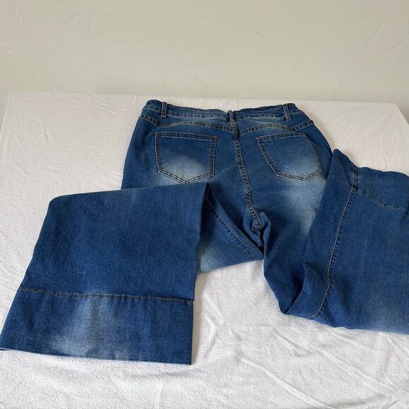Denim Tears Jeans Size 2X Women's Dark Wash 5 Pocket Wide Leg High Rise Wide Hem - Picture 7 of 8